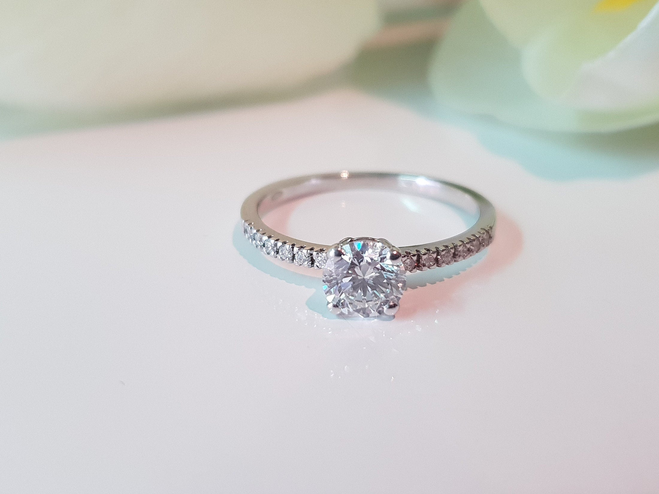 1 CT Round Lab-Grown Diamond Pave Engagement Ring