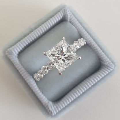 2.01 CT Princess Cut Pave CVD D/VS1 Diamond Engagement Ring 1