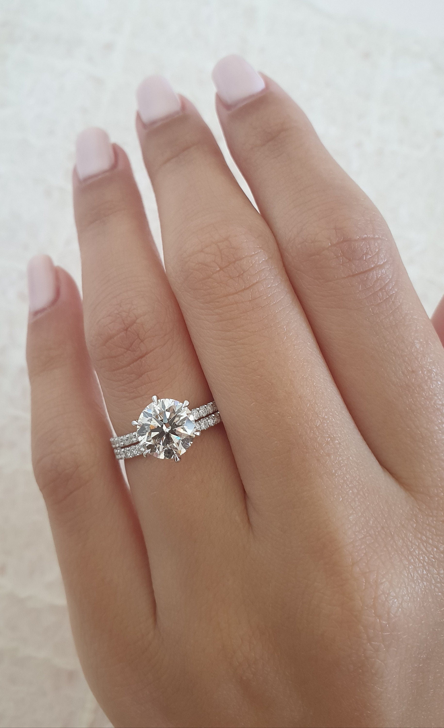 2 CT Round Lab-Grown Diamond Pave Elegance Engagement Ring