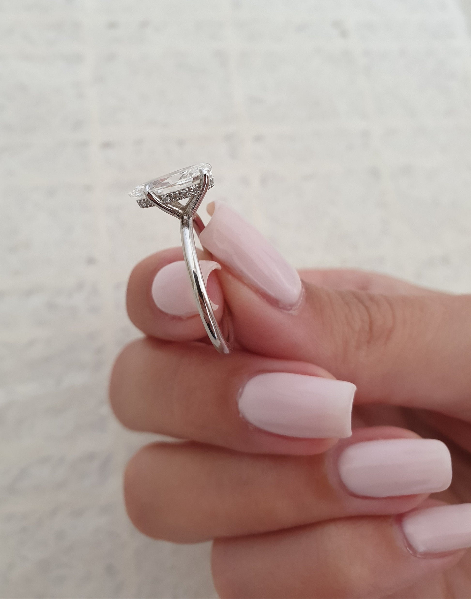 1.7 CT Pear Lab-Grown Diamond Hidden Halo Elegance Ring 2