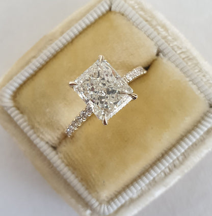 Radiant 2 CT Lab-Grown Diamond Hidden Halo Pave Engagement Ring 1