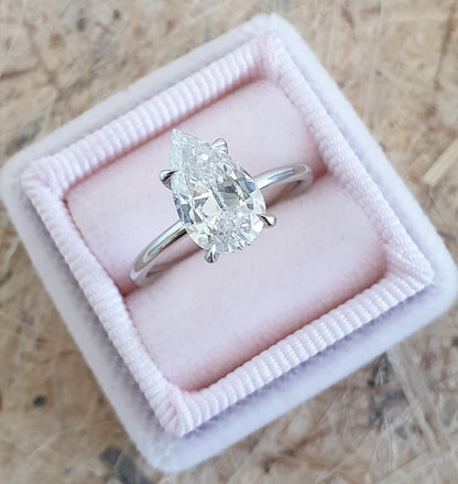 1.7 CT Pear Lab-Grown Diamond Hidden Halo Elegance Ring 1
