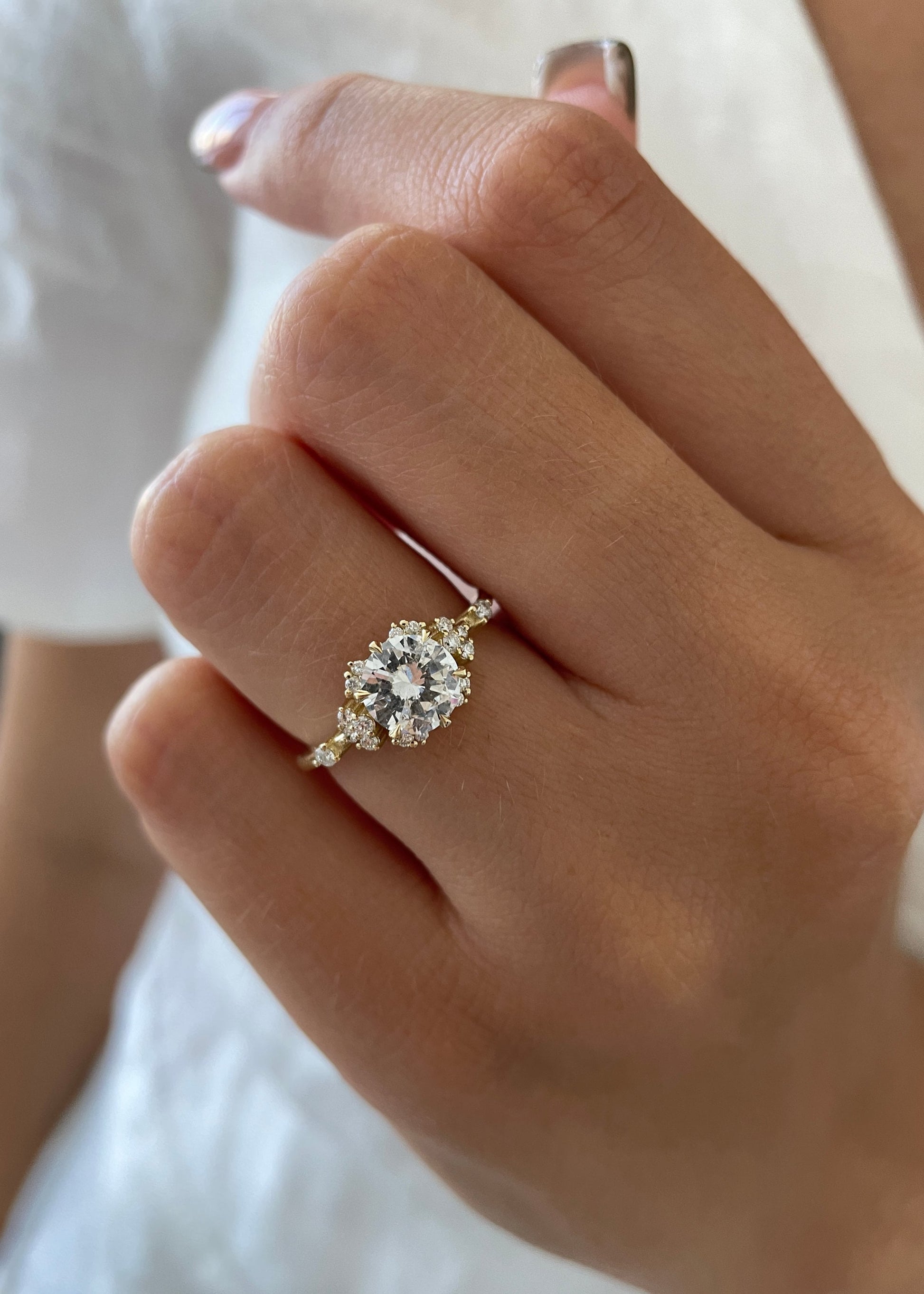 Radiant 1.08 CT Round Lab-Grown Diamond Cluster Engagement Ring 4