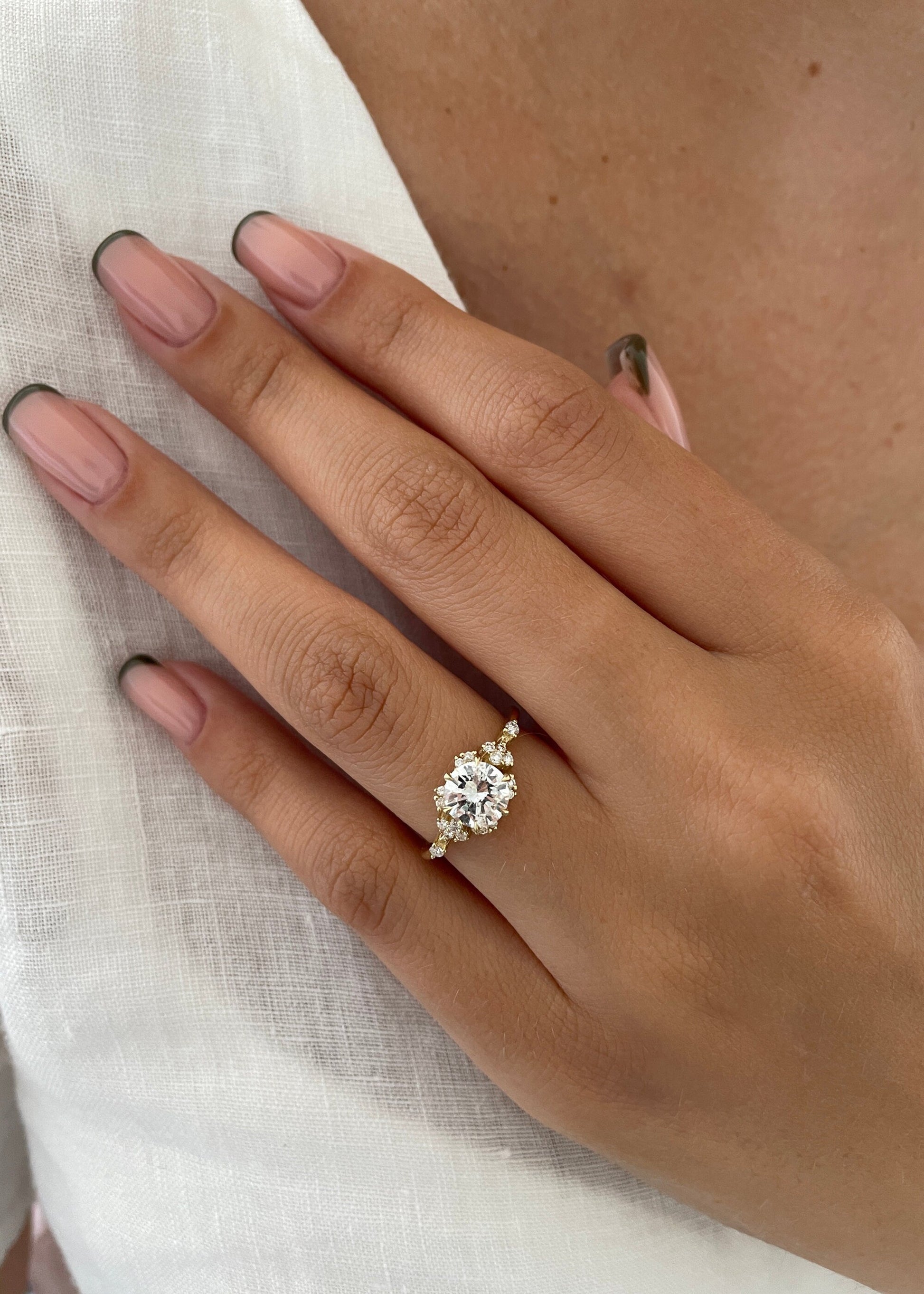 Radiant 1.08 CT Round Lab-Grown Diamond Cluster Engagement Ring 1