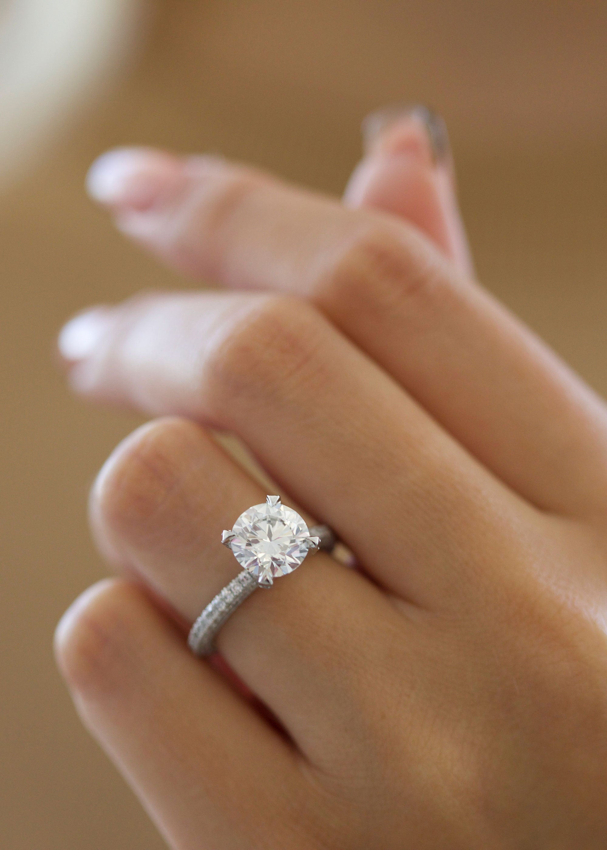 Elegant 2 CT Round Lab-Grown Diamond Pave Engagement Ring