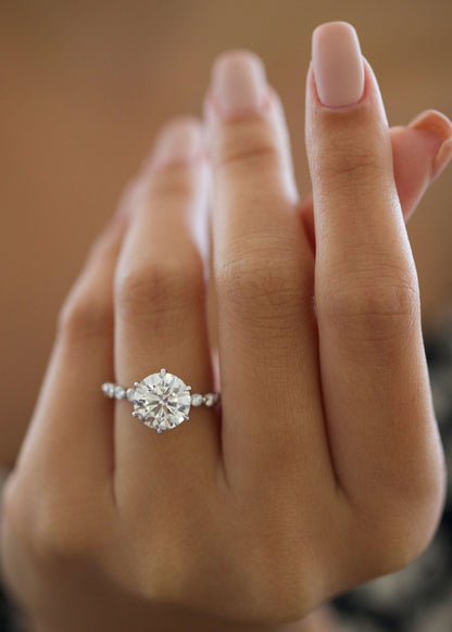 Eternal Elegance: 3 CT Round Lab-Grown Diamond Pave Engagement Ring 4