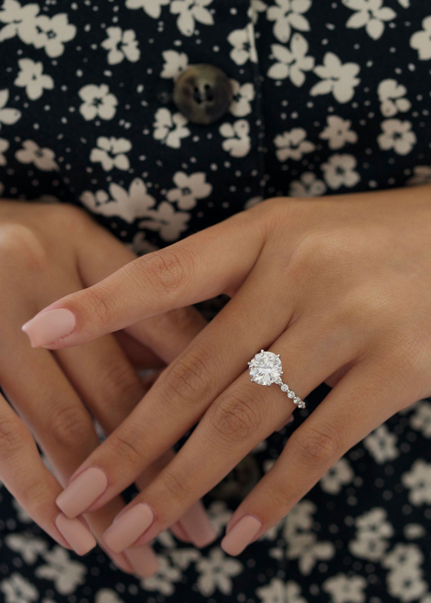 Eternal Elegance: 3 CT Round Lab-Grown Diamond Pave Engagement Ring 2