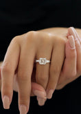 Load image into Gallery viewer, Radiant Elegance: 3.01 CT Asscher Lab-Grown Diamond Three Stone Engagement Ring
