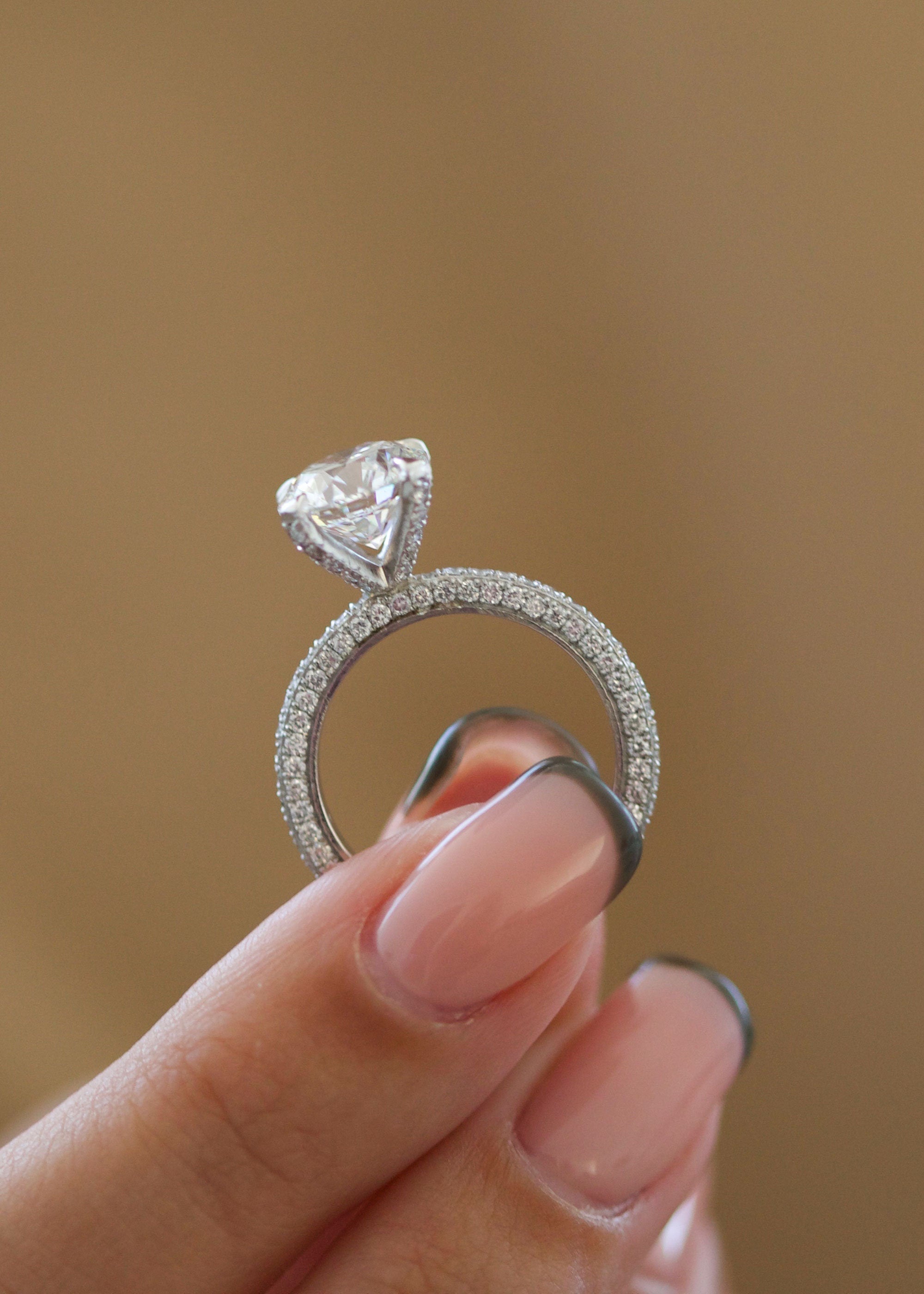 Elegant 2 CT Round Lab-Grown Diamond Pave Engagement Ring