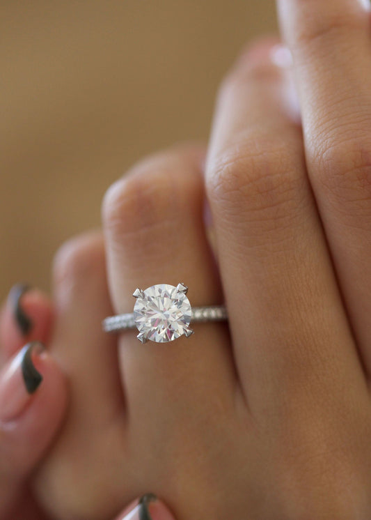 Elegant 2 CT Round Lab-Grown Diamond Pave Engagement Ring