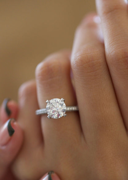 2 CT Round Cut Pave CVD F/VS2 Diamond Engagement Ring 1