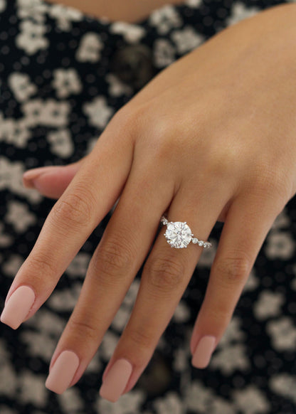 Eternal Elegance: 3 CT Round Lab-Grown Diamond Pave Engagement Ring 5
