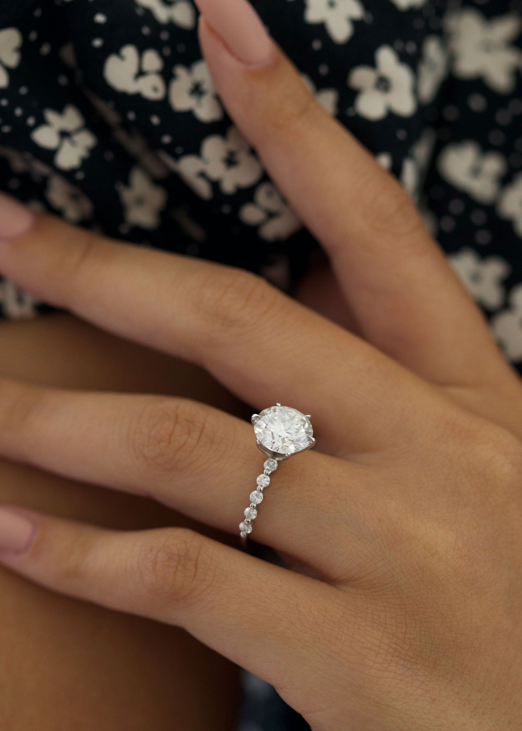 Eternal Elegance: 3 CT Round Lab-Grown Diamond Pave Engagement Ring