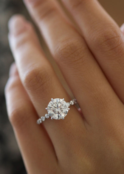 Eternal Elegance: 3 CT Round Lab-Grown Diamond Pave Engagement Ring 1