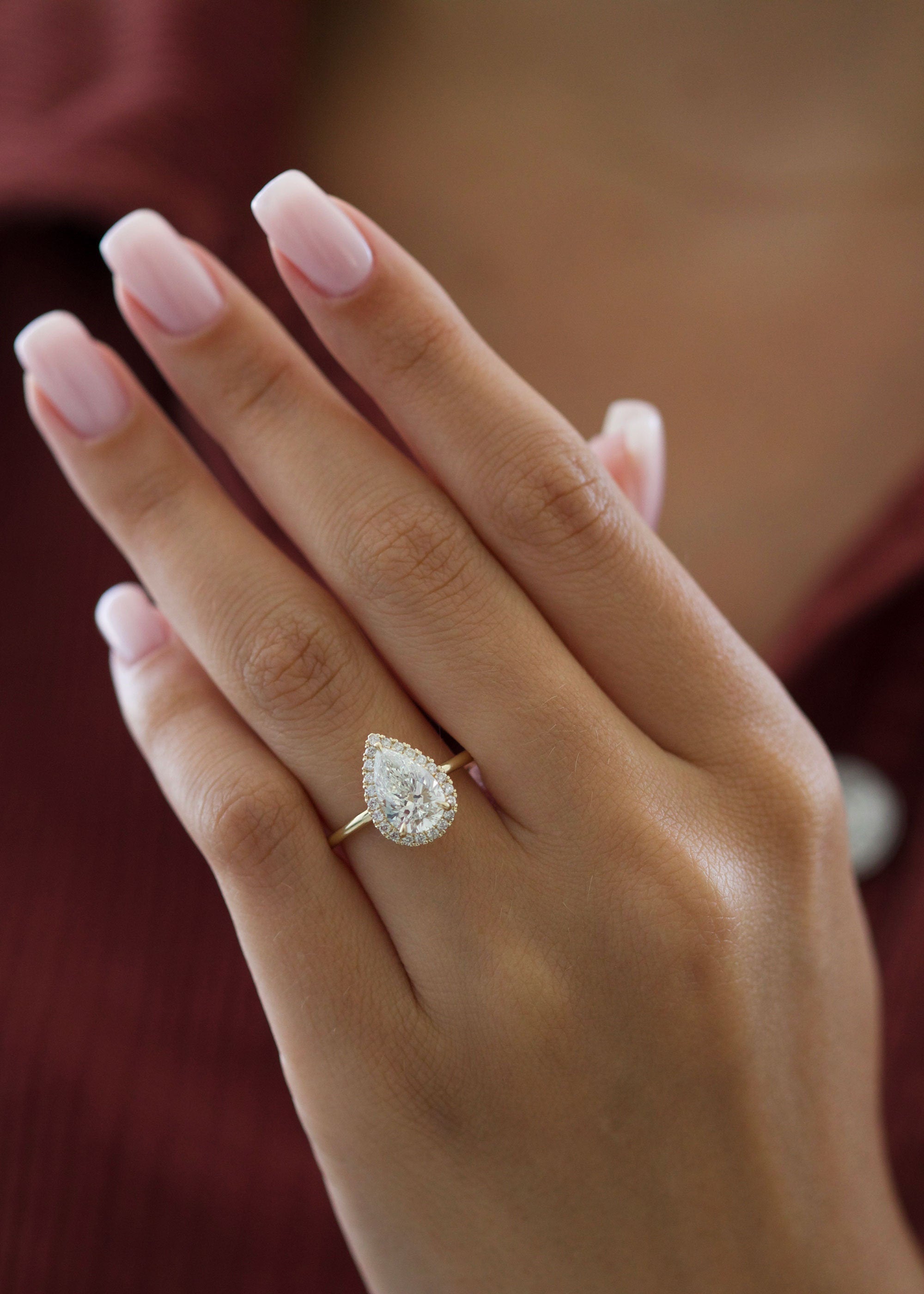 Elegant 2 CT Pear-Shaped Lab-Grown Diamond Halo Engagement Ring