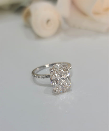 Exquisite 3 CT Oval Lab-Grown Diamond Engagement Ring with Hidden Halo 3