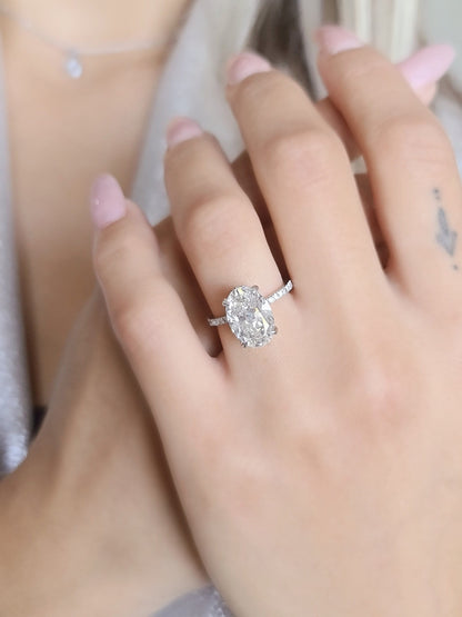 Exquisite 3 CT Oval Lab-Grown Diamond Engagement Ring with Hidden Halo 8