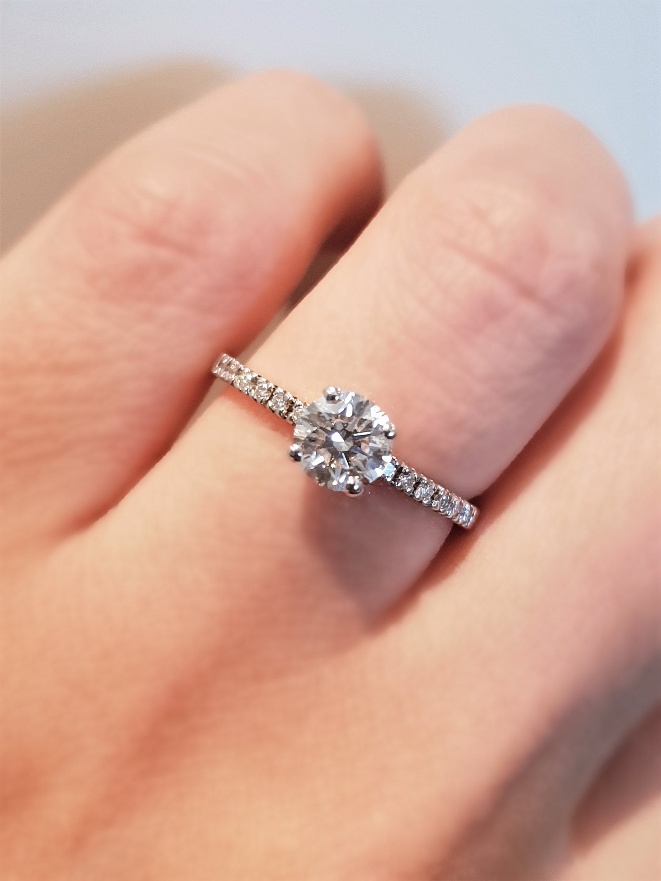 1 CT Round Lab-Grown Diamond Pave Engagement Ring