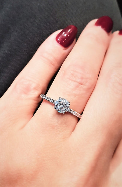 1.0 CT Round Cut Pave Style CVD F/VS1 Diamond Engagement Ring 2