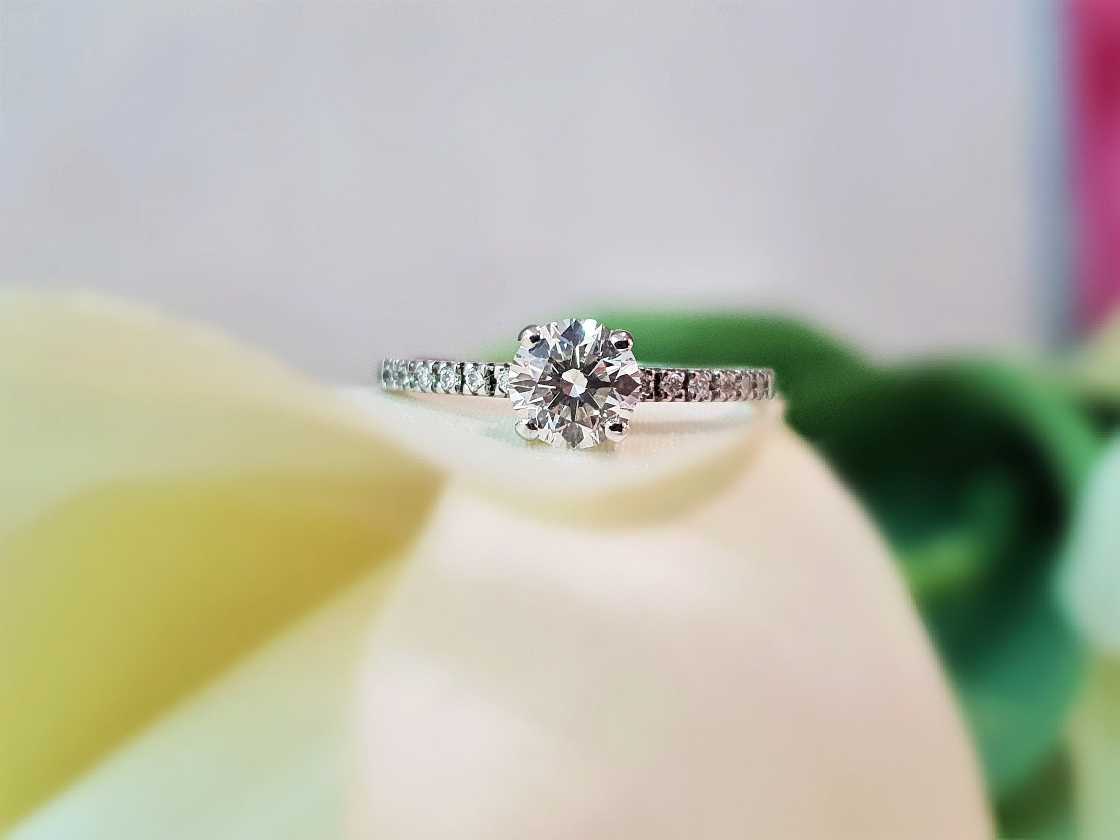 1 CT Round Lab-Grown Diamond Pave Engagement Ring