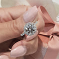 Load image into Gallery viewer, 2.0 CT Round Lab-Grown Diamond Halo & Pave Engagement Ring
