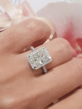 Load image into Gallery viewer, 3 CT Radiant Cut Lab-Grown Diamond Halo Engagement Ring with Pave Band
