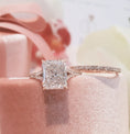 Load image into Gallery viewer, Exquisite 3 CT Radiant Lab-Grown Diamond Split Shank Pave Engagement Ring
