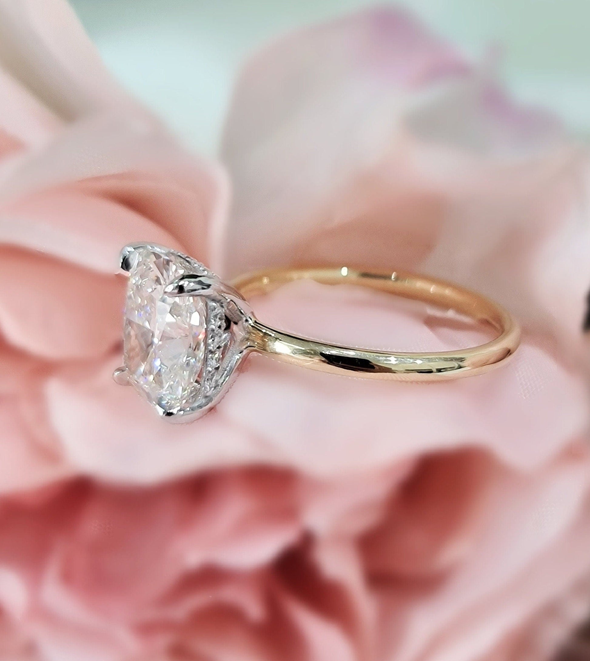 3 CT Cushion Cut Lab-Grown Diamond Hidden Halo Elegance Ring 6