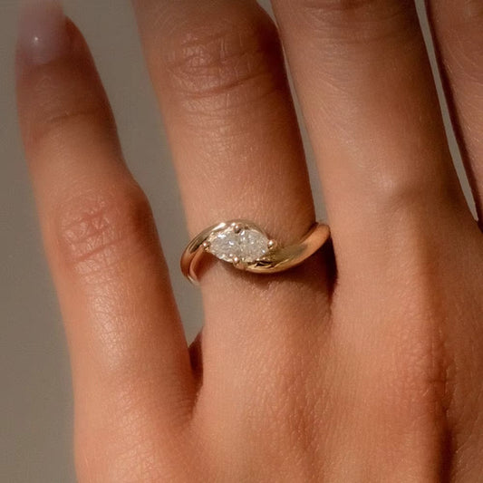 1 CT Marquise Swirl Lab Grown Diamond Engagement Ring