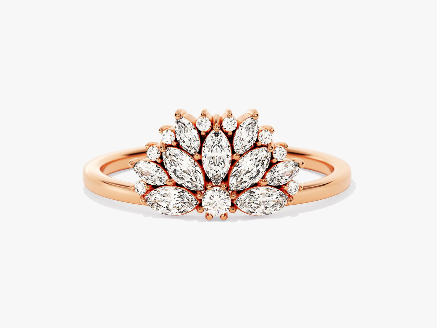 0.67 TCW Marquise & Round Cluster Lab Grown Diamond Engagement Ring