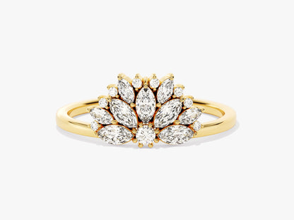 0.67 TCW Marquise & Round Cluster Lab Grown Diamond Engagement Ring