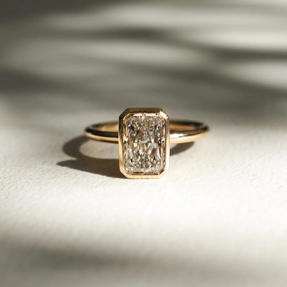 1.5 CT Radiant Bezel Lab Grown Diamond Engagement Ring