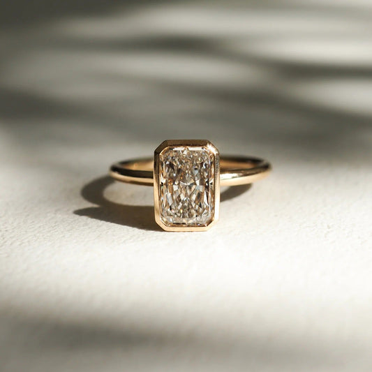 1.5 CT Radiant Bezel Lab Grown Diamond Engagement Ring