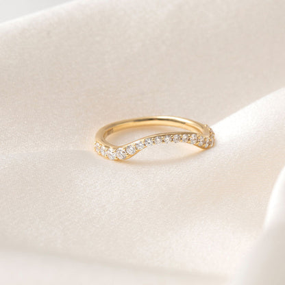Curved- 0.25 CT Marquise Lab Grown Diamond Wedding Band