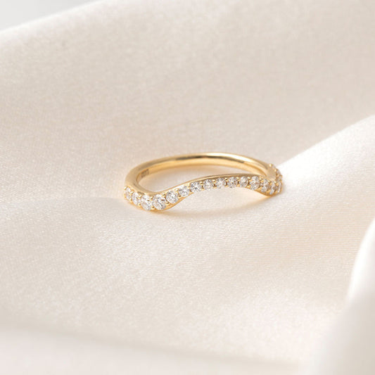 Curved- 0.25 CT Marquise Lab Grown Diamond Wedding Band