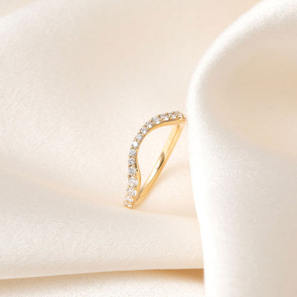 Curved- 0.25 CT Marquise Lab Grown Diamond Wedding Band