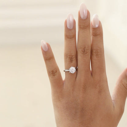 Solitaire Tulip Style-2.0 CT Round Lab Grown Diamond Engagement Ring