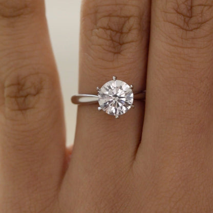 Solitaire Tulip Style-2.0 CT Round Lab Grown Diamond Engagement Ring