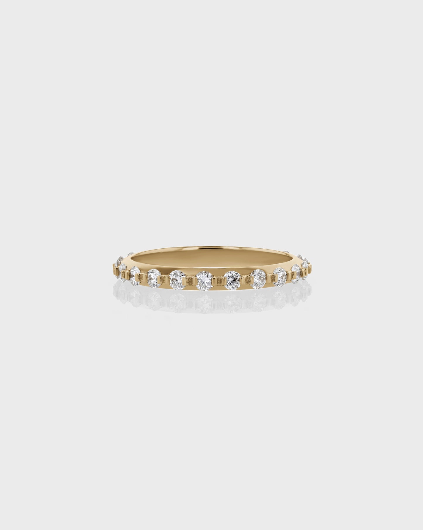0.50 TCW Round Lab Grown Diamond Half Eternity Gold Wedding Band 1