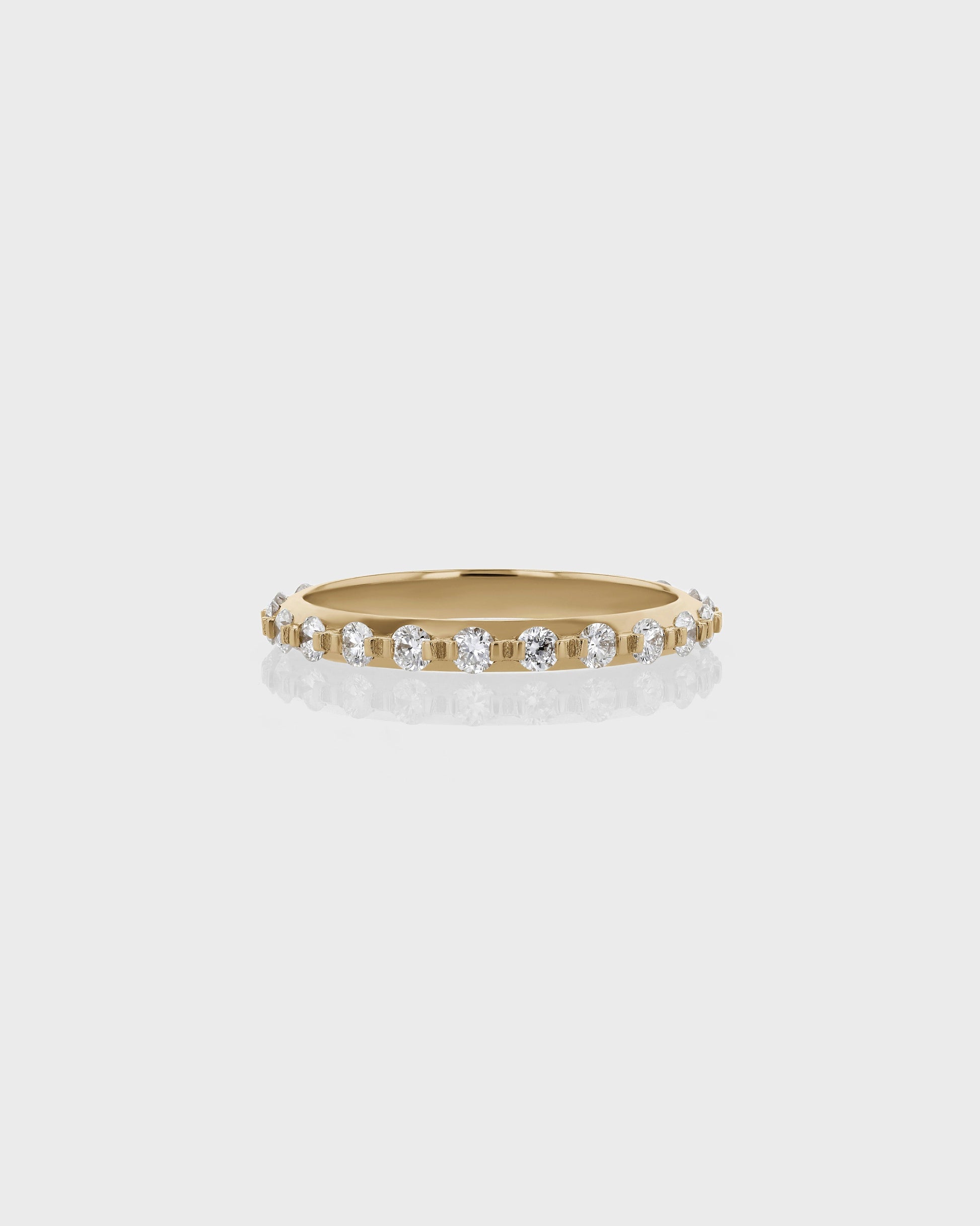 0.50 TCW Round Lab Grown Diamond Half Eternity Gold Wedding Band 1