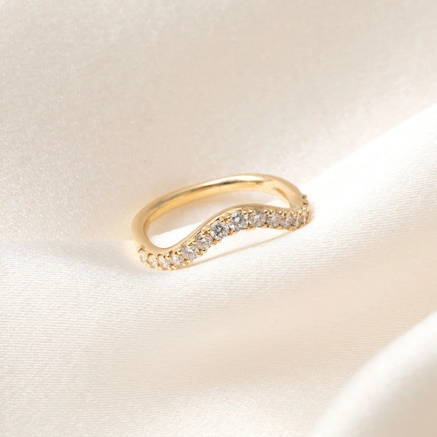 Curved- 0.25 CT Marquise Lab Grown Diamond Wedding Band