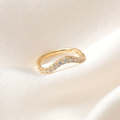 Curved- 0.25 CT Marquise Lab Grown Diamond Wedding Band
