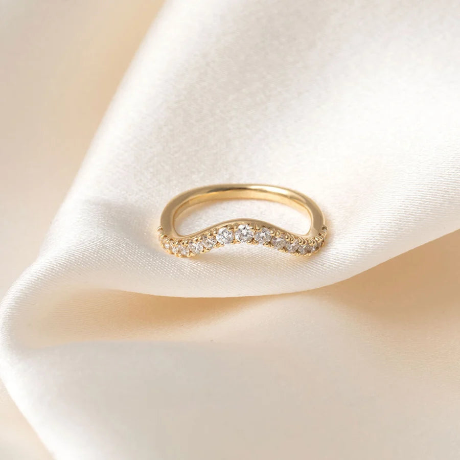 Curved- 0.25 CT Marquise Lab Grown Diamond Wedding Band