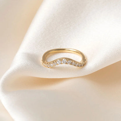 Curved- 0.25 CT Marquise Lab Grown Diamond Wedding Band