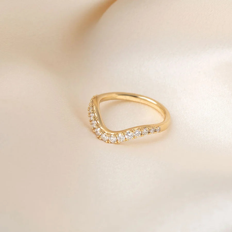 Curved- 0.25 CT Marquise Lab Grown Diamond Wedding Band