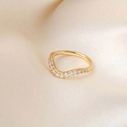 Curved- 0.25 CT Marquise Lab Grown Diamond Wedding Band