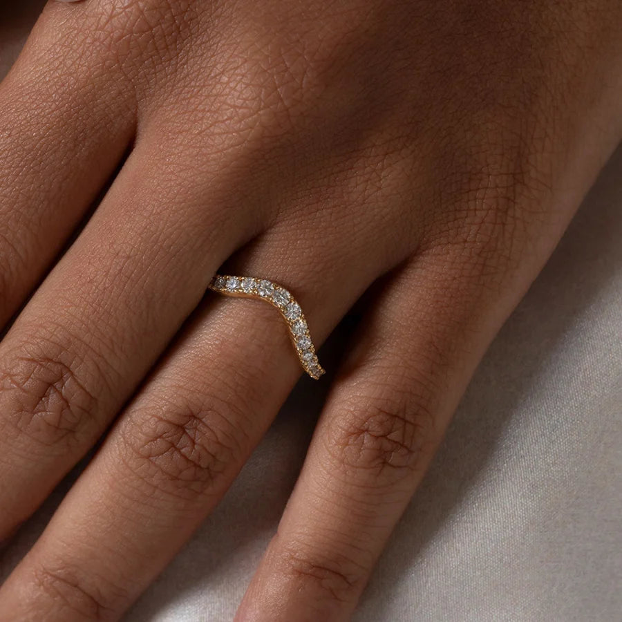 Curved- 0.25 CT Marquise Lab Grown Diamond Wedding Band