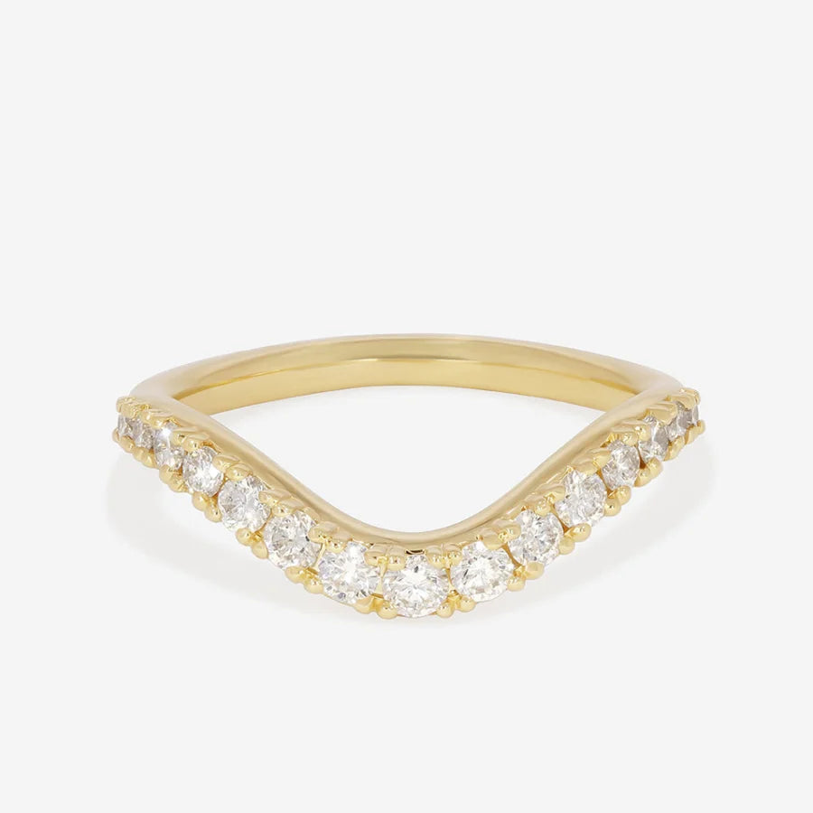 Curved- 0.25 CT Marquise Lab Grown Diamond Wedding Band