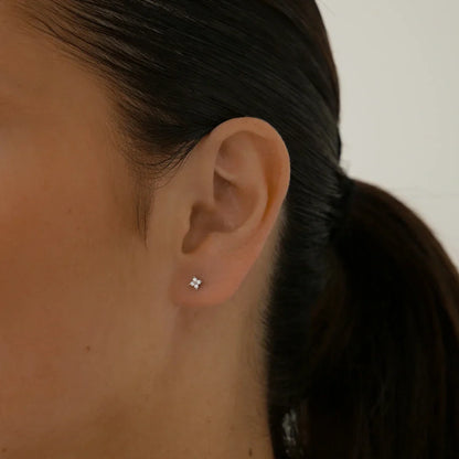 Radiant 0.02 TCW Round Lab-Grown Diamond Floral Stud Earrings 7