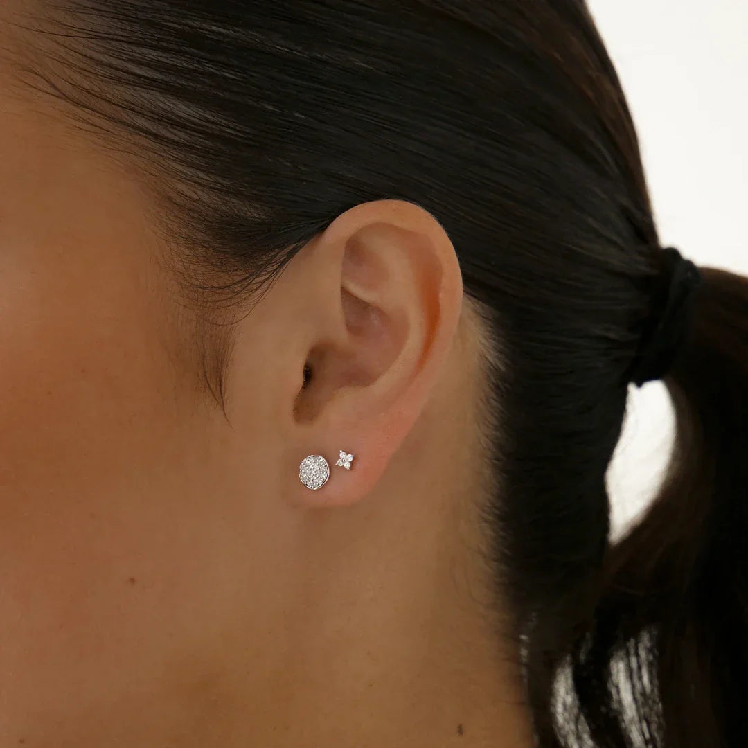 Radiant 0.02 TCW Round Lab-Grown Diamond Floral Stud Earrings 8
